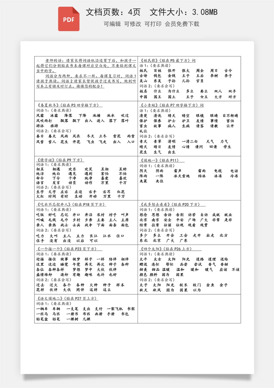 小学语文《课课贴》1年级下册.pdf